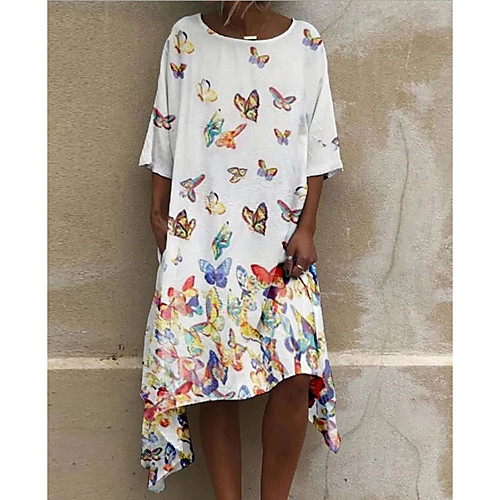 Women's A-Line Dress Knee Length Dress - Half Sleeve Print Summer Casual Chinoiserie 2020 White Yellow Light Blue S M L XL XXL
Women's A-Line Dress Knee Length Dress - Half Sleeve Print Summer Casual Chinoiserie 2020 White Yellow Light Blue S M L XL XXL
