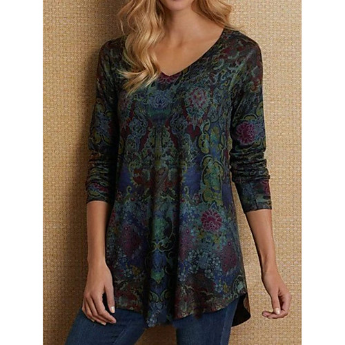 Women's T shirt Abstract Long Sleeve Print V Neck Basic Tops Cotton Blue Purple Wine
Women's T shirt Abstract Long Sleeve Print V Neck Basic Tops Cotton Blue Purple Wine