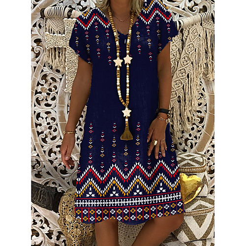 Women's Shift Dress Knee Length Dress - Short Sleeves Geometric Print Summer Casual Daily 2020 Purple M L XL XXL XXXL
Women's Shift Dress Knee Length Dress - Short Sleeves Geometric Print Summer Casual Daily 2020 Purple M L XL XXL XXXL