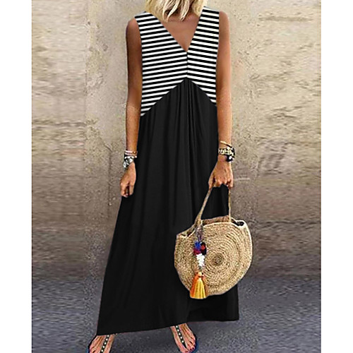 Women's A-Line Dress Maxi long Dress - Sleeveless Striped Summer Casual Boho Daily 2020 Black M L XL XXL XXXL
Women's A-Line Dress Maxi long Dress - Sleeveless Striped Summer Casual Boho Daily 2020 Black M L XL XXL XXXL