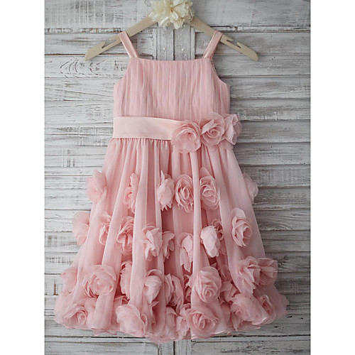 A-Line Knee Length Flower Girl Dresses Holiday Chiffon Sleeveless Straps with Sash / Ribbon
A-Line Knee Length Flower Girl Dresses Holiday Chiffon Sleeveless Straps with Sash / Ribbon
