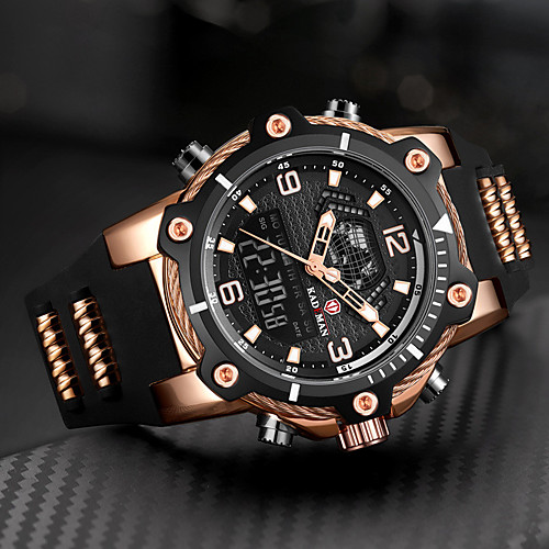 Men's Sport Watch Quartz Modern Style Stylish Rubber Water Resistant / Waterproof Calendar / date / day Noctilucent Analog Analog - Digital Outdoor Steampunk - Black / Silver BlackGloden Black
Men's Sport Watch Quartz Modern Style Stylish Rubber Water Resistant / Waterproof Calendar / date / day Noctilucent Analog Analog - Digital Outdoor Steampunk - Black / Silver BlackGloden Black