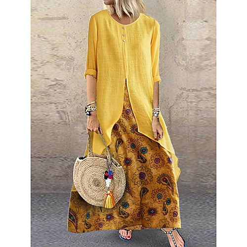 Women's A-Line Dress Maxi long Dress - Long Sleeve Floral Summer Casual 2020 Purple Red Yellow Green Brown M L XL XXL XXXL XXXXL
Women's A-Line Dress Maxi long Dress - Long Sleeve Floral Summer Casual 2020 Purple Red Yellow Green Brown M L XL XXL XXXL XXXXL