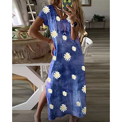 Women's A Line Dress Maxi long Dress Blue Purple Red Short Sleeve Floral Summer V Neck Casual 2021 S M L XL XXL 3XL
Women's A Line Dress Maxi long Dress Blue Purple Red Short Sleeve Floral Summer V Neck Casual 2021 S M L XL XXL 3XL