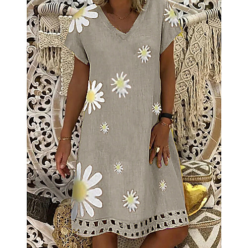 Women's A-Line Dress Knee Length Dress - Short Sleeves Floral Summer Work 2020 White Yellow Army Green Gray S M L XL XXL XXXL
Women's A-Line Dress Knee Length Dress - Short Sleeves Floral Summer Work 2020 White Yellow Army Green Gray S M L XL XXL XXXL