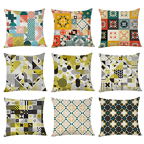 9 pcs Linen Pillow Cover, Geometric Watercolor Linen Casual Modern Square Traditional Classic
9 pcs Linen Pillow Cover, Geometric Watercolor Linen Casual Modern Square Traditional Classic