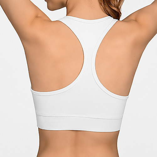 

Women's Sports Bra Medium Support Racerback Removable Pad Fashion White Black Gray Nylon Yoga Fitness Running Top Sport Activewear Quick Dry Breathable Comfortable Freedom Stretchy / Wireless
