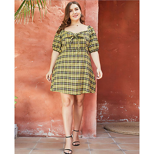 Women's Plus Size A-Line Dress Knee Length Dress - Short Sleeves Color Block Summer V Neck Casual 2020 Yellow L XL XXL XXXL XXXXL
Women's Plus Size A-Line Dress Knee Length Dress - Short Sleeves Color Block Summer V Neck Casual 2020 Yellow L XL XXL XXXL XXXXL