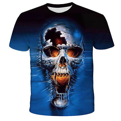 Men's T shirt Graphic Skull Print Short Sleeve Daily Tops Streetwear Exaggerated Blue
Men's T shirt Graphic Skull Print Short Sleeve Daily Tops Streetwear Exaggerated Blue