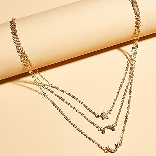 Women's Pendant Necklace Necklace Layered Necklace Stacking Stackable Moon Star Rainbow Simple Classic Trendy Fashion Chrome Imitation Diamond Gold 52.5 cm Necklace Jewelry 1pc For Party Evening
Women's Pendant Necklace Necklace Layered Necklace Stacking Stackable Moon Star Rainbow Simple Classic Trendy Fashion Chrome Imitation Diamond Gold 52.5 cm Necklace Jewelry 1pc For Party Evening
