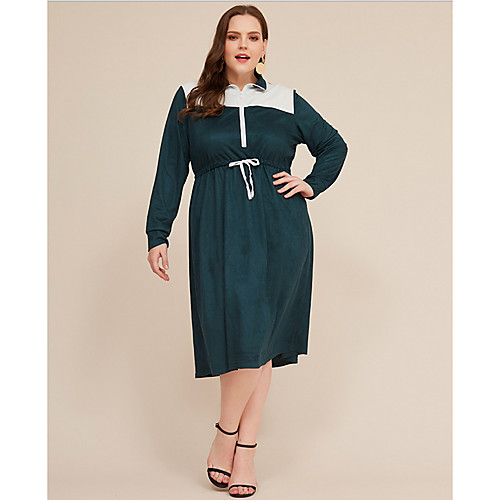 Women's Plus Size Shirt Dress Knee Length Dress - Long Sleeve Color Block Fall V Neck Shirt Collar Casual Vintage 2020 Green XL XXL XXXL XXXXL XXXXXL
Women's Plus Size Shirt Dress Knee Length Dress - Long Sleeve Color Block Fall V Neck Shirt Collar Casual Vintage 2020 Green XL XXL XXXL XXXXL XXXXXL