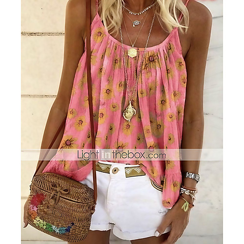 Women's Camisole Blouse Floral Flower Round Neck Boho Tops Purple Yellow Blushing Pink
Women's Camisole Blouse Floral Flower Round Neck Boho Tops Purple Yellow Blushing Pink