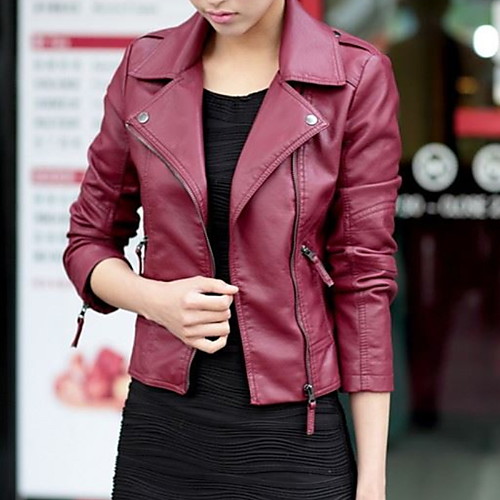 Women's Faux Leather Jacket Daily Regular Coat Regular Fit Jacket Long Sleeve Solid Colored Wine Black
Women's Faux Leather Jacket Daily Regular Coat Regular Fit Jacket Long Sleeve Solid Colored Wine Black