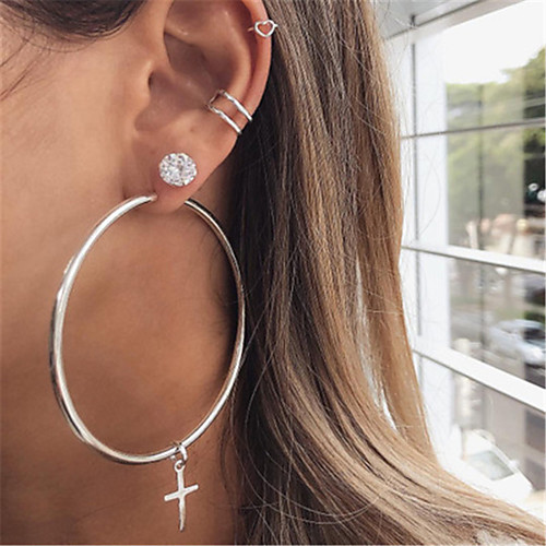 Women's Hoop Earrings Hanging Cross Earrings Cross Statement Luxury Trendy Fashion Cool Earrings Jewelry Silver For Formal Prom Date Street Festival
Women's Hoop Earrings Hanging Cross Earrings Cross Statement Luxury Trendy Fashion Cool Earrings Jewelry Silver For Formal Prom Date Street Festival