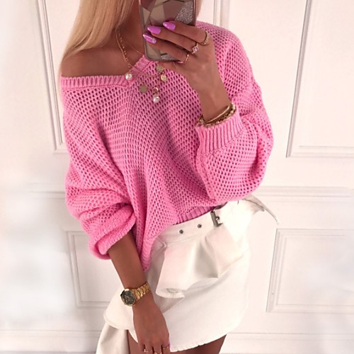 Women's Solid Colored Long Sleeve Pullover Sweater Jumper, V Neck Blue / Purple / Blushing Pink S / M / L
Women's Solid Colored Long Sleeve Pullover Sweater Jumper, V Neck Blue / Purple / Blushing Pink S / M / L