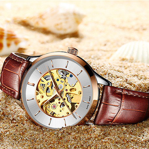 Men's Mechanical Watch Automatic self-winding Genuine Leather 30 m Water Resistant / Waterproof Day Date Analog Fashion Cool - Black / Silver BlackGloden BlackGray One Year Battery Life
Men's Mechanical Watch Automatic self-winding Genuine Leather 30 m Water Resistant / Waterproof Day Date Analog Fashion Cool - Black / Silver BlackGloden BlackGray One Year Battery Life