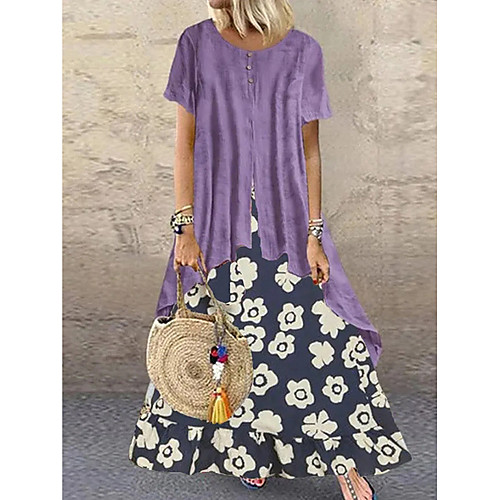 Women's A Line Dress Maxi long Dress Purple Short Sleeve Floral Summer Round Neck Casual 2021 M L XL XXL 3XL 4XL 5XL
Women's A Line Dress Maxi long Dress Purple Short Sleeve Floral Summer Round Neck Casual 2021 M L XL XXL 3XL 4XL 5XL