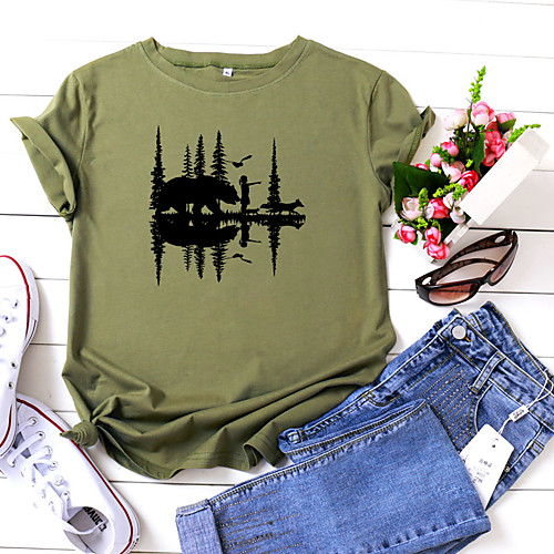 Women's T shirt Animal Print Round Neck Basic Tops 100% Cotton White Black Yellow
Women's T shirt Animal Print Round Neck Basic Tops 100% Cotton White Black Yellow