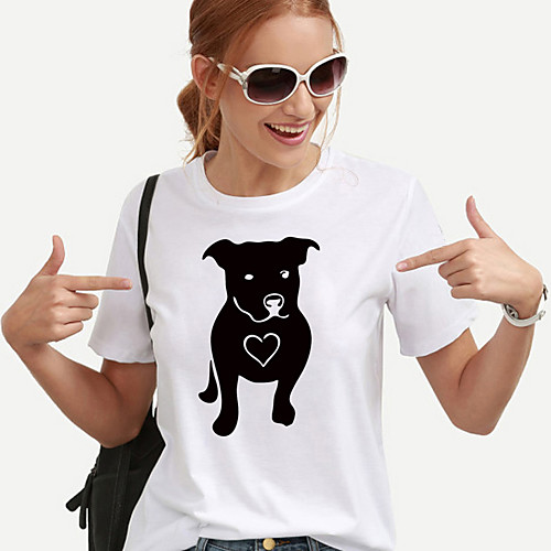 Women's T shirt Dog Heart Print Round Neck Basic Tops 100% Cotton White Black Yellow
Women's T shirt Dog Heart Print Round Neck Basic Tops 100% Cotton White Black Yellow