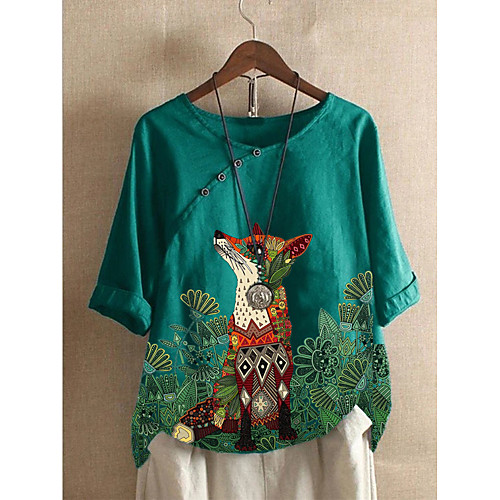 Women's Blouse Shirt Animal Round Neck Tops Cotton Blushing Pink Army Green Navy Blue
Women's Blouse Shirt Animal Round Neck Tops Cotton Blushing Pink Army Green Navy Blue