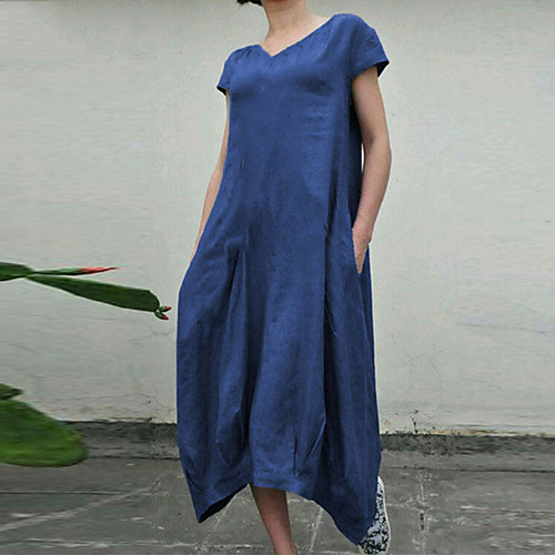 Women's Shift Dress Midi Dress Blue Yellow Gray Green Short Sleeve Solid Color Patchwork Summer V Neck Vintage Loose 2021 S M L XL XXL 3XL 4XL 5XL
Women's Shift Dress Midi Dress Blue Yellow Gray Green Short Sleeve Solid Color Patchwork Summer V Neck Vintage Loose 2021 S M L XL XXL 3XL 4XL 5XL