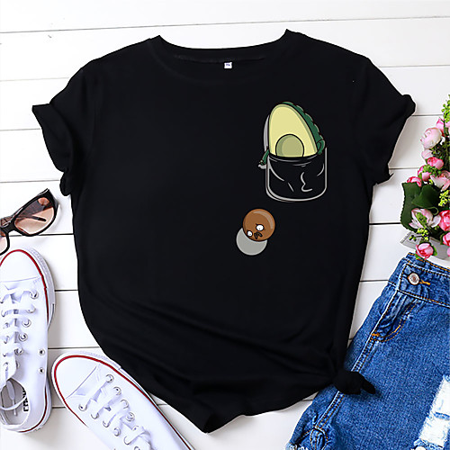 Women's T shirt Fruit Print Round Neck Basic Tops 100% Cotton White Black Yellow
Women's T shirt Fruit Print Round Neck Basic Tops 100% Cotton White Black Yellow