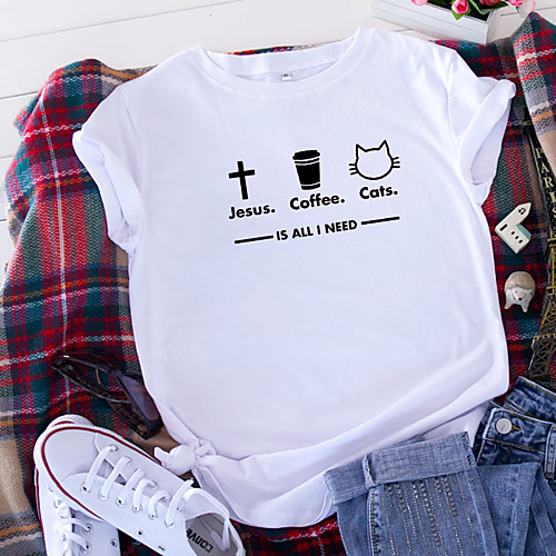Women's T shirt Graphic Text Letter Print Round Neck Basic Tops 100% Cotton White Black Yellow
Women's T shirt Graphic Text Letter Print Round Neck Basic Tops 100% Cotton White Black Yellow