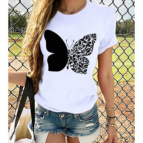 Women's T shirt Butterfly Graphic Prints Round Neck Tops Slim 100% Cotton White
Women's T shirt Butterfly Graphic Prints Round Neck Tops Slim 100% Cotton White