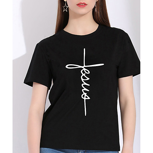 Women's T shirt Graphic Prints Print Round Neck Basic Tops 100% Cotton White Black Yellow
Women's T shirt Graphic Prints Print Round Neck Basic Tops 100% Cotton White Black Yellow