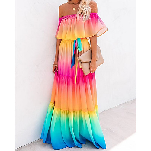 Women's A Line Dress Maxi long Dress Rainbow Short Sleeve Color Gradient Print Summer Off Shoulder Elegant 2021 S M L XL
Women's A Line Dress Maxi long Dress Rainbow Short Sleeve Color Gradient Print Summer Off Shoulder Elegant 2021 S M L XL