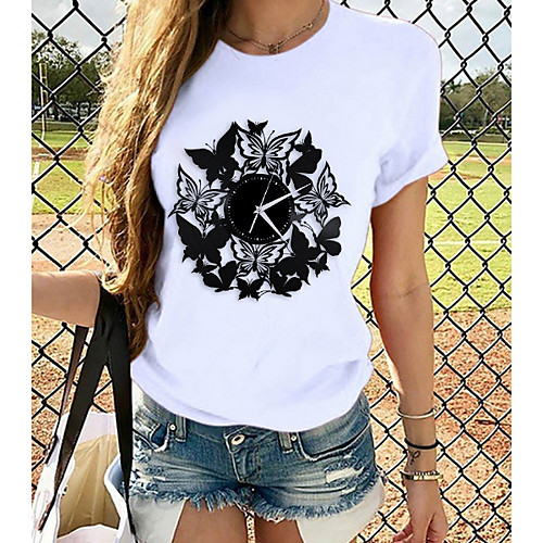 Women's T shirt Butterfly Graphic Prints Round Neck Tops 100% Cotton White
Women's T shirt Butterfly Graphic Prints Round Neck Tops 100% Cotton White