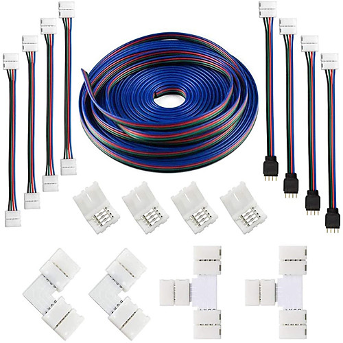 5M-5050 4Pin RGB LED Strip Extension Cable Connector Kit Include 4X Strip to Adapter4X Strip to Strip Jumpers2X L-Shape Connectors2X T-Shape Connectors4X Gapless Connectors
5M-5050 4Pin RGB LED Strip Extension Cable Connector Kit Include 4X Strip to Adapter4X Strip to Strip Jumpers2X L-Shape Connectors2X T-Shape Connectors4X Gapless Connectors