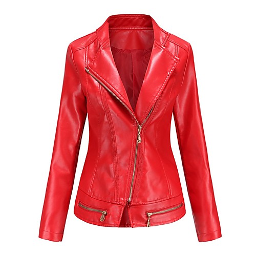 Women's Faux Leather Jacket Daily Spring & Fall Regular Coat Notch lapel collar Regular Fit Jacket Long Sleeve Solid Colored Green Black
Women's Faux Leather Jacket Daily Spring & Fall Regular Coat Notch lapel collar Regular Fit Jacket Long Sleeve Solid Colored Green Black