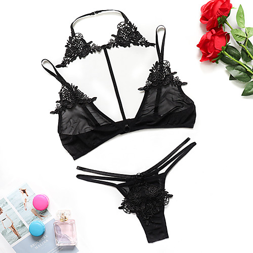 Women's Flower Mesh Lace Erotic Suits Nightwear Solid Colored Embroidered Black S M L / Strap / Halter Neck / Deep V / Strap
Women's Flower Mesh Lace Erotic Suits Nightwear Solid Colored Embroidered Black S M L / Strap / Halter Neck / Deep V / Strap