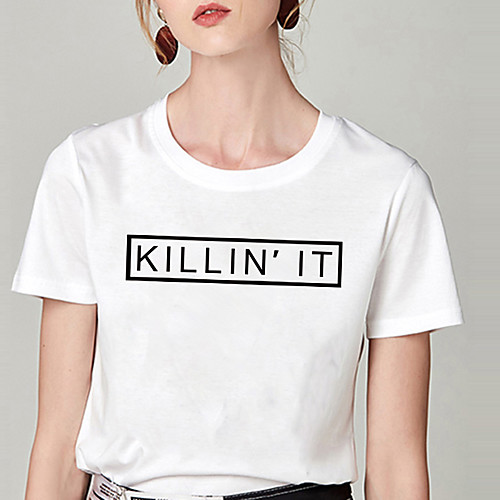 Women's T shirt Letter Print Round Neck Basic Tops 100% Cotton White Black Yellow
Women's T shirt Letter Print Round Neck Basic Tops 100% Cotton White Black Yellow