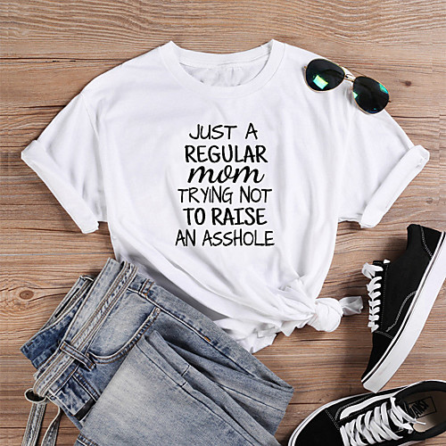 Women's T shirt Graphic Text Graphic Prints Print Round Neck Basic Tops 100% Cotton White
Women's T shirt Graphic Text Graphic Prints Print Round Neck Basic Tops 100% Cotton White