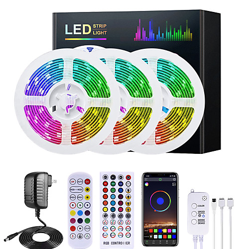 LED Strip Lights 5M 10M 15M 20M RGB Music Sync 12V Waterproof LED Strip 30LED/M 5050 SMD Color Changing LED Light with Bluetooth Controller and Adapter for Bedroom Home TV Back Light DIY Deco
LED Strip Lights 5M 10M 15M 20M RGB Music Sync 12V Waterproof LED Strip 30LED/M 5050 SMD Color Changing LED Light with Bluetooth Controller and Adapter for Bedroom Home TV Back Light DIY Deco