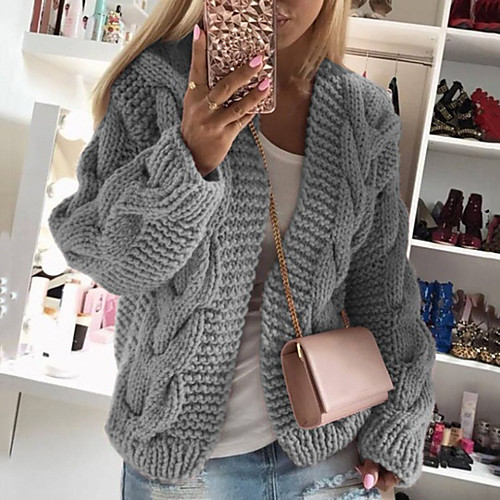 Women's Casual / Daily Knitted Solid Colored Cardigan Acrylic Fibers Long Sleeve Sweater Cardigans Crew Neck Round Neck Fall Winter White Black Blushing Pink
Women's Casual / Daily Knitted Solid Colored Cardigan Acrylic Fibers Long Sleeve Sweater Cardigans Crew Neck Round Neck Fall Winter White Black Blushing Pink