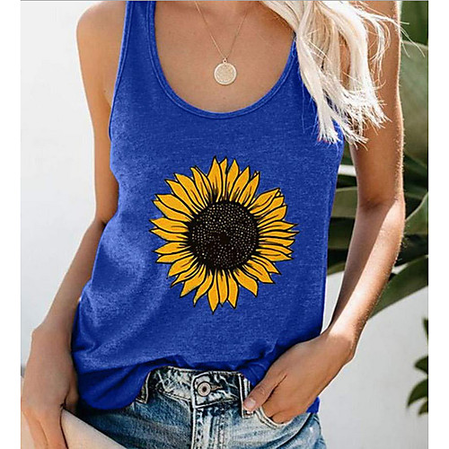 Women's Tank Top Vest T shirt Floral Flower Round Neck Basic Tops White Black Blue
Women's Tank Top Vest T shirt Floral Flower Round Neck Basic Tops White Black Blue
