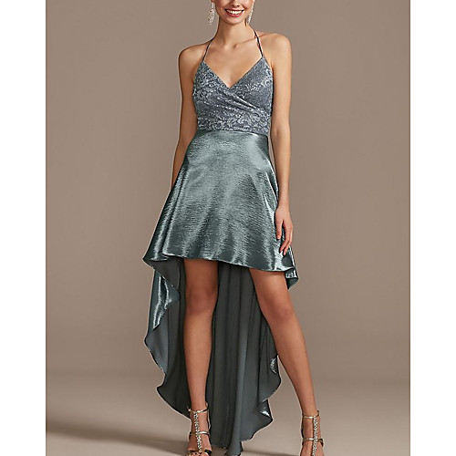 A-Line Glittering Sexy Homecoming Cocktail Party Dress Halter Neck Sleeveless Asymmetrical Satin with Lace Insert 2021
A-Line Glittering Sexy Homecoming Cocktail Party Dress Halter Neck Sleeveless Asymmetrical Satin with Lace Insert 2021