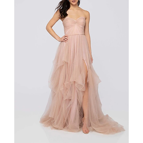 A-Line Luxurious Sexy Engagement Formal Evening Dress Strapless Sleeveless Sweep / Brush Train Tulle with Pleats Ruched Split 2021
A-Line Luxurious Sexy Engagement Formal Evening Dress Strapless Sleeveless Sweep / Brush Train Tulle with Pleats Ruched Split 2021