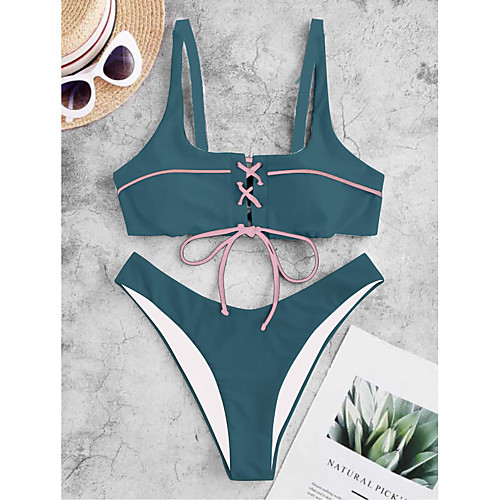 Women's Bikini Swimsuit High Waist Drawstring Purple Green Swimwear Strap Bathing Suits Sexy Cute / Padded Bras
Women's Bikini Swimsuit High Waist Drawstring Purple Green Swimwear Strap Bathing Suits Sexy Cute / Padded Bras