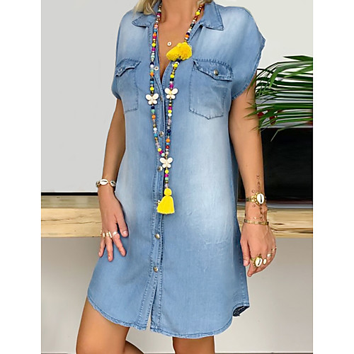 Women's Plus Size Denim Shirt Dress Short Mini Dress Black Blue Navy Blue Gray Short Sleeve Pocket Button Front Summer V Neck Hot Casual Cotton 2021 XL XXL
Women's Plus Size Denim Shirt Dress Short Mini Dress Black Blue Navy Blue Gray Short Sleeve Pocket Button Front Summer V Neck Hot Casual Cotton 2021 XL XXL