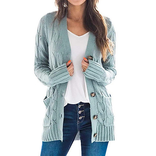 Women's Solid Colored Cardigan Long Sleeve Sweater Cardigans V Neck Fall Winter White Black Blue
Women's Solid Colored Cardigan Long Sleeve Sweater Cardigans V Neck Fall Winter White Black Blue