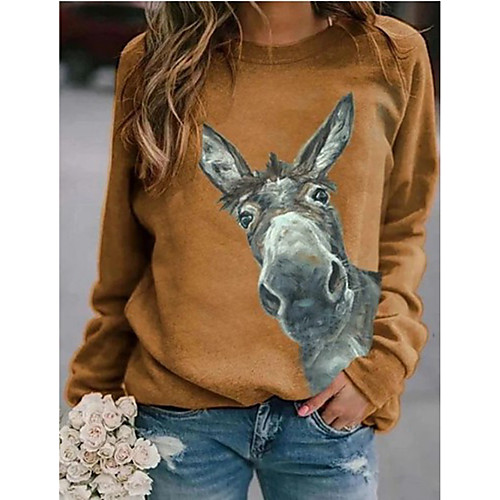 Women's Blouse Shirt Pattern Animal Long Sleeve Round Neck Basic Tops Cotton Blue Red Yellow
Women's Blouse Shirt Pattern Animal Long Sleeve Round Neck Basic Tops Cotton Blue Red Yellow