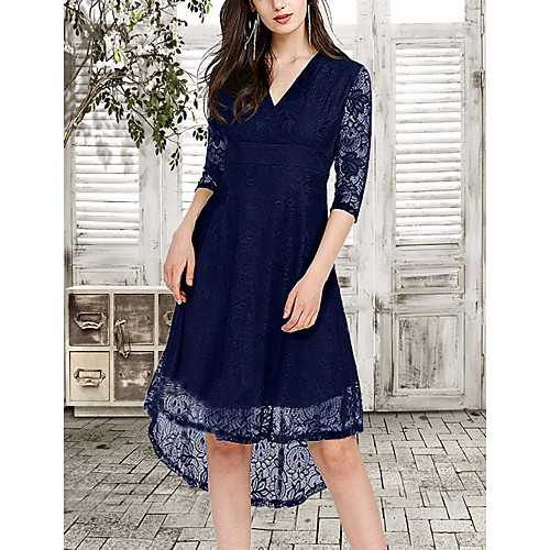 Women's Sheath Dress Knee Length Dress Blue Wine Black Half Sleeve Solid Color Lace Patchwork Spring Summer V Neck Casual Slim 2021 S M L XL XXL
Women's Sheath Dress Knee Length Dress Blue Wine Black Half Sleeve Solid Color Lace Patchwork Spring Summer V Neck Casual Slim 2021 S M L XL XXL