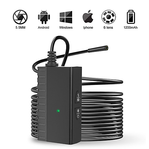 5.5MM 5.0MP HD Wireless Endoscope 1080P IP67 Snake Inspection Camera with 2600mAh Battery for iOS & Android Smart Phone Tablets
5.5MM 5.0MP HD Wireless Endoscope 1080P IP67 Snake Inspection Camera with 2600mAh Battery for iOS & Android Smart Phone Tablets