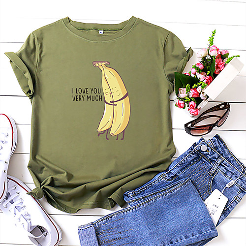 Women's T shirt Graphic Text Fruit Print Round Neck Basic Tops 100% Cotton White Black Yellow
Women's T shirt Graphic Text Fruit Print Round Neck Basic Tops 100% Cotton White Black Yellow