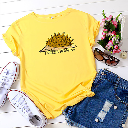 Women's T shirt Graphic Text Letter Print Round Neck Basic Tops 100% Cotton White Yellow Blushing Pink 
Women's T shirt Graphic Text Letter Print Round Neck Basic Tops 100% Cotton White Yellow Blushing Pink