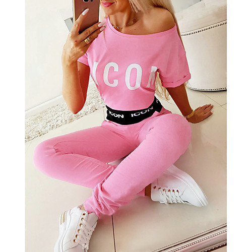 Women's Basic Letter Two Piece Set Tracksuit Set Pant Loungewear Jogger Pants Print Tops
Women's Basic Letter Two Piece Set Tracksuit Set Pant Loungewear Jogger Pants Print Tops